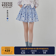 Teenie Weenie小熊女裝半身裙25夏季新款細褶花朵小清新蓬蓬短裙子 淺藍色 M