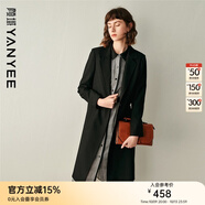 顏域女裝黑色中長款風(fēng)衣女春款冬2025新款職業(yè)顯瘦氣質(zhì)百搭西裝外套 黑色2 XXL