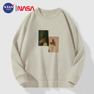 NASA GISS官方潮牌衛衣男圓領(lǐng)長(cháng)袖t恤男小熊套頭寬松打底衫 卡其常規 L