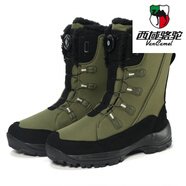 西域駱駝（VANCAMEL）男女款東北雪鄉(xiāng)戶外兒童雪地靴加天鵝絨加厚防水防滑冬季滑雪棉鞋 軍綠色(鎖扣) 26 偏小