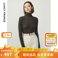 朗姿【王楚然同款】純羊毛高領(lǐng)針織衫秋冬內(nèi)搭打底上衣曠野美拉德 深橄欖綠色 XL