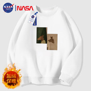 NASA GISS衛衣男加絨保暖圓領(lǐng)長(cháng)袖T恤男寬松打底衫 白色【小鹿】 3XL
