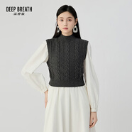 深呼吸DEEP BREATH女裝純羊毛馬甲背心針織衫女A301153 深灰 M (3碼)