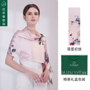 達(dá)芬奇密碼 桑蠶絲真絲絲巾女蘇繡高檔披肩春秋時(shí)尚送女友送禮禮物實(shí)用外搭 蓓蕾初放