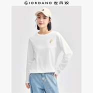 佐丹奴長(zhǎng)袖T恤女純棉打底衫甜美花朵刺繡圓領(lǐng)套頭衫13324792