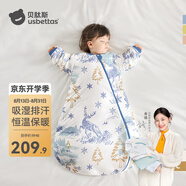 貝肽斯睡袋嬰兒春秋恒溫新生兒童寶寶睡袋一體式防踢被驚跳包被睡衣連體 天鹿 秋冬中厚-恒溫(10-20℃） M碼建議身高65-85cm年齡9月-2歲