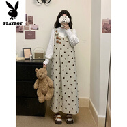 花花公子（PLAYBOY）新品大碼復古波點(diǎn)連衣裙女春季梨形身材毛呢背心裙胖MM遮肚子顯瘦 打底衫-旗艦款 L (建議100-120斤)_大碼