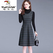 啄木鳥(niǎo)（TUCANO）毛呢裙毛呢背心裙連衣裙女2025年新款背帶裙高端氣質(zhì)冬季打底背心 單/件背心裙 S