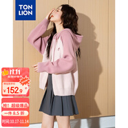 唐獅（TonLion）2025秋冬新款女毛衣連帽插肩袖繡花針織開衫毛線衫外套