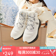 361度絨雪361女鞋雪地靴女2024冬季加絨加厚高幫防滑東北棉鞋子運動鞋 羽毛白/曜石黑 38