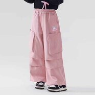 HELLO KITTY女童秋季休閑闊腿褲2025新款中大童裝洋氣小女孩卡通傘兵褲子 粉色 110
