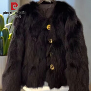 皮爾卡丹秋冬環(huán)保仿狐貍毛皮草新款小香風(fēng)保暖上衣潮毛茸茸女外套加厚 黑色 S 80--95斤