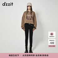 DZZIT地素加絨牛仔高腰打底褲秋冬黑色小腳褲設計女 黑色（批次一） 常規(guī) XS
