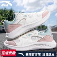 安踏（ANTA）女鞋運動(dòng)鞋女秋季軟底網(wǎng)面鞋透氣減震跑步鞋百搭旅游休閑鞋毒刺5 象牙白/藕灰/豆綠1 36
