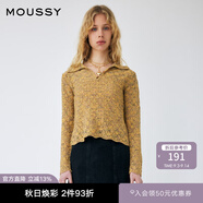 moussy 女裝新款蕾絲鏤空設(shè)計半開領(lǐng)針織開衫女010GSH70-0900 070米色 均碼