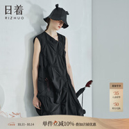 日著（rizhuo）原創(chuàng)設(shè)計(jì)女裝2024夏季新款小眾洋氣不規(guī)則格子顯瘦無袖連衣裙 揪揪黑 M