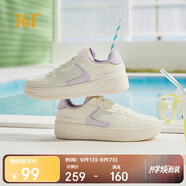 361°運動(dòng)女鞋秋季透氣開(kāi)學(xué)厚底增高小白休閑板鞋子女682426611-5