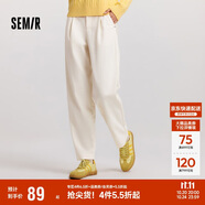 森馬（Semir）休閑褲女半松緊腰寬松錐形褲百搭冬季風(fēng)肌理抓絨長褲101724127014