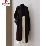 皮爾卡丹（pierre cardin）美拉德咖色中長款毛衣開衫外套女秋冬加厚感歐貨過膝 黑色【質(zhì)感miu系穿搭/今年流行的漂亮小衫/老錢風(fēng) L (105-120斤)