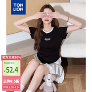 唐獅（TonLion）2025夏女條杠短袖T恤