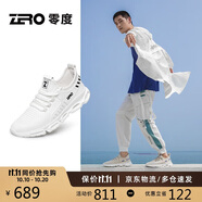 零度Zero男鞋透氣飛織鞋子男士舒適輕便網(wǎng)面運動休閑鞋男 白色 39