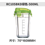 Glasslock鋼化玻璃杯微波爐加熱專用透明水杯 綠色帶刻度 401-500ml