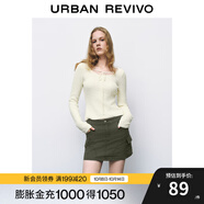 UR秋冬新款女裝慵懶風(fēng)氛圍感修身系帶針織衫UYY940026 米白 L