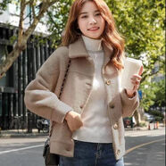 MOSTSPOT2025秋冬款女裝仿水貂絨短款外套女小個(gè)子上衣韓版百搭黃金貂外套 卡其色[加厚款] M 95-105斤