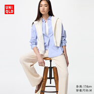 優(yōu)衣庫女裝可機洗紐花針織長(cháng)褲/加長(cháng)款71cm~74cm 481415 01 乳白色 L /160/88