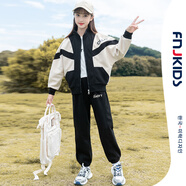 FNJ KIDS女童套裝秋冬新款洋氣中大童運(yùn)動衣服兒童棒球服兩件套 R818黑色 170 (建議身高160-170cm)