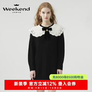 卓雅周末（JORYA weekend）2023秋季新款鉤花娃娃領(lǐng)蝴蝶結(jié)H型針織連衣裙EJWDCQ42 黑色 M
