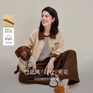 茵曼巴恩風(fēng)牛仔夾克外套2025秋女裝新款落肩袖上衣 古杏色 L