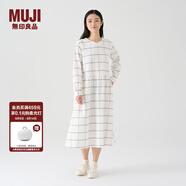 無印良品（MUJI）女式 法蘭絨抽褶連衣裙 美拉德純棉起毛寬松長(zhǎng)裙子秋冬 BC08CC3A 原色格紋 L 165/88A
