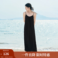茵曼（INMAN）波西米亞吊帶油畫連衣裙女2025夏季新款度假裙子 黑色 L