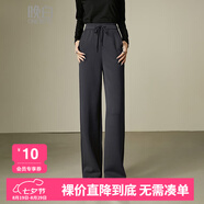 晚白【福利】雅丹風(fēng)拖地糯米褲寬松闊腿褲女 深灰色 M