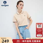 Navigare意大利小帆船女士T恤25春夏季新品休閑簡(jiǎn)約POLO衫百搭時(shí)尚體恤衫 燕麥色 S