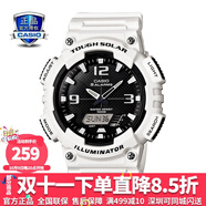 卡西歐（CASIO） 男表女表卡西歐手表男女情侶表學生時尚運動表太陽能雙顯電子表 太陽能表：AQ-S810WC-7白武士