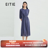 愛(ài)特愛(ài)（EITIE）氣質(zhì)壓褶收腰長(zhǎng)禮服連衣裙夏季新款釘珠優(yōu)雅6677307 深藍(lán)31 M 160