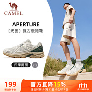 駱駝（CAMEL）復(fù)古運(yùn)動(dòng)男鞋全地形跑步休閑慢跑鞋子 X14B09L7013 米白/綠 38