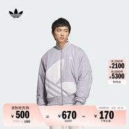 adidas情侶款復(fù)古寬松運(yùn)動(dòng)立領(lǐng)夾棉外套男女秋冬阿迪達(dá)斯三葉草 榮耀灰 S