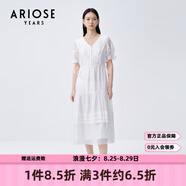艾諾絲雅詩(shī)商場(chǎng)同款夏季新品時(shí)尚高腰鏤空設計高腰連衣裙20519041 白色 2XL