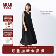 無印良品（MUJI）女式 棉 漢麻 無袖連衣裙女裝裙子夏季 連身裙長裙 BCD91C5S 黑色 S （155/80A）