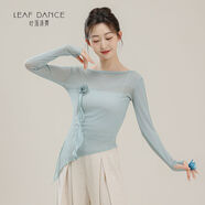 古典舞身韻網(wǎng)紗花朵長(zhǎng)袖日常形體上衣中國(guó)舞現(xiàn)代舞練功服 藍(lán)色 S S