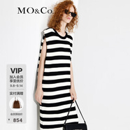 MO&Co.設計感直筒廓形黑白條紋連衣裙法式氣質小眾設計感裙子摩安珂 黑白條色-第2批 L 170