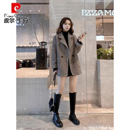 皮爾卡丹（pierre cardin）大碼韓版寬松西裝外套女2025秋冬微胖mm復古英倫風(fēng)加厚呢子大衣潮 圖片色 2XL 【140-160斤】