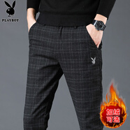 花花公子（PLAYBOY）休閑褲男秋季新款潮流商務(wù)寬松直筒褲子男士百搭時(shí)尚韓版長(zhǎng)褲男裝 黑色 X-1022HH1950印 31