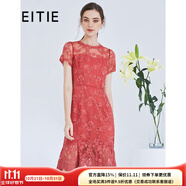 愛(ài)特愛(ài)（EITIE）夏季新款商場(chǎng)同款時(shí)尚性感網(wǎng)紗鏤空蕾絲鉤花修身連衣裙女5707474 紅60 M 160