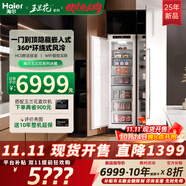海爾25年新款【玉蘭花】全嵌入式冰箱隱藏內嵌式對開超薄雙開門內嵌大容量冰箱 全冷凍221升