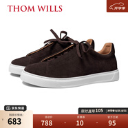 THOM WILLS加絨男士板鞋夏季新款輕便休閑鞋真皮 深咖色G1132 41 /7.5碼