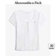 ABERCROMBIE & FITCH【多色亨利領(lǐng)】女裝25夏新款經(jīng)典小麋鹿修身短袖T恤KI139-5271 白色 XS (160/84A)